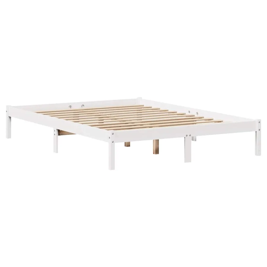 Cadre de lit sans matelas blanc 160x200 cm bois de pin massif - 7