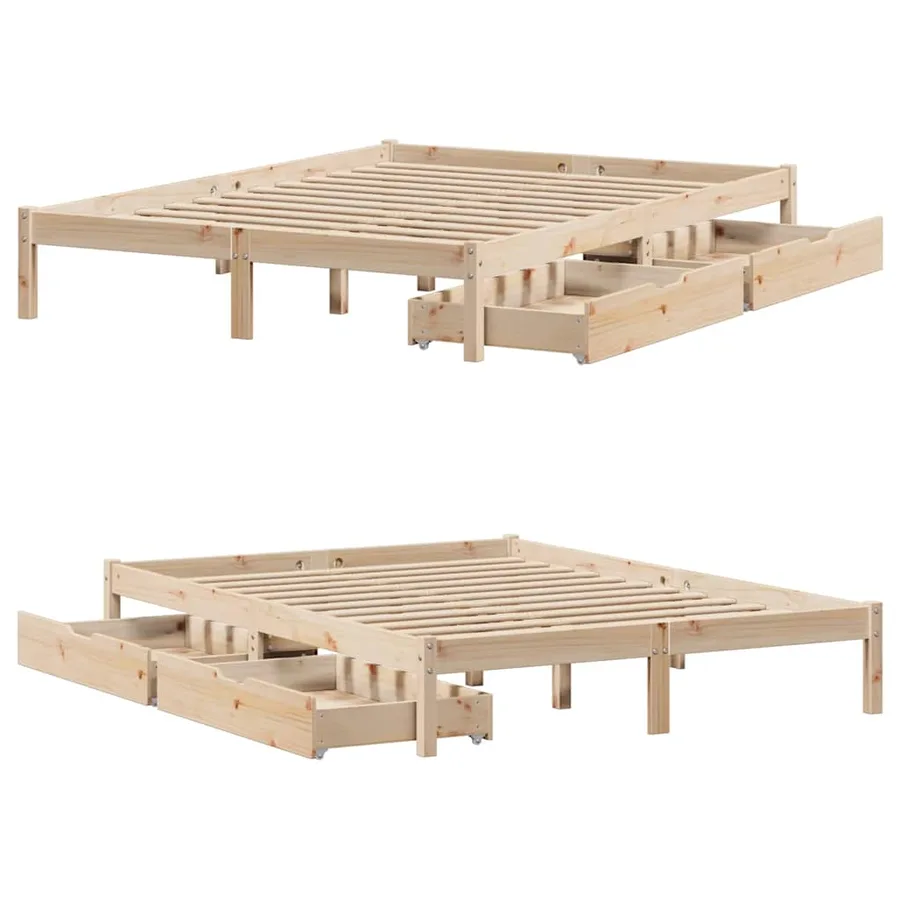 Cadre de lit sans matelas 120x200 cm bois de pin massif - 9