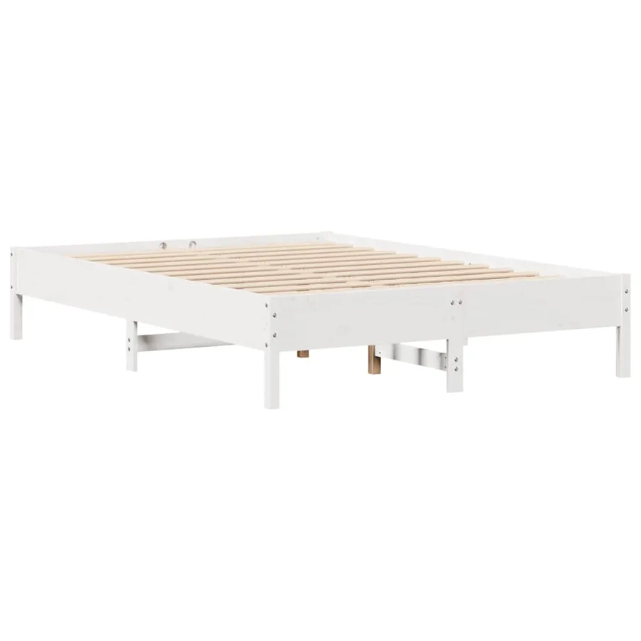 Cadre de lit sans matelas blanc 160x200 cm bois de pin massif - 5