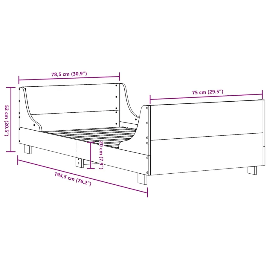 Cadre de lit sans matelas cire marron 75x190 cm bois pin massif - 9