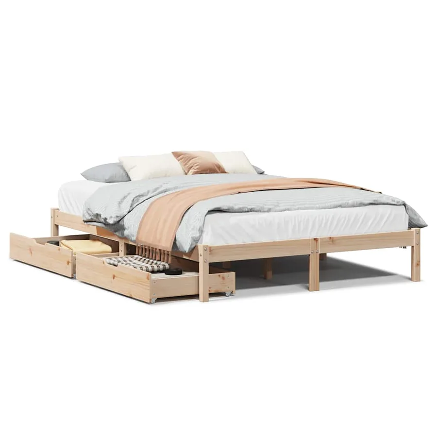Cadre de lit sans matelas 140x200 cm bois massif de pin - 2