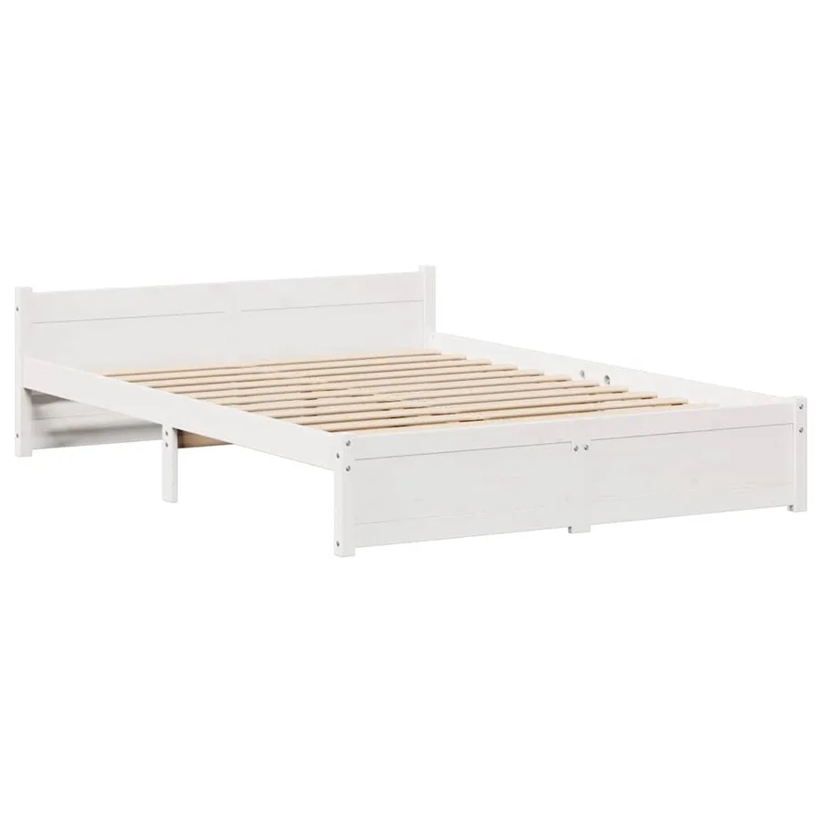 Cadre de lit sans matelas blanc 140x200 cm bois de pin massif - 5