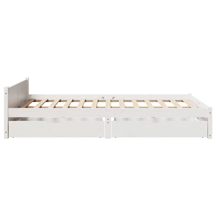 Cadre de lit sans matelas blanc 140x200 cm bois de pin massif - 7