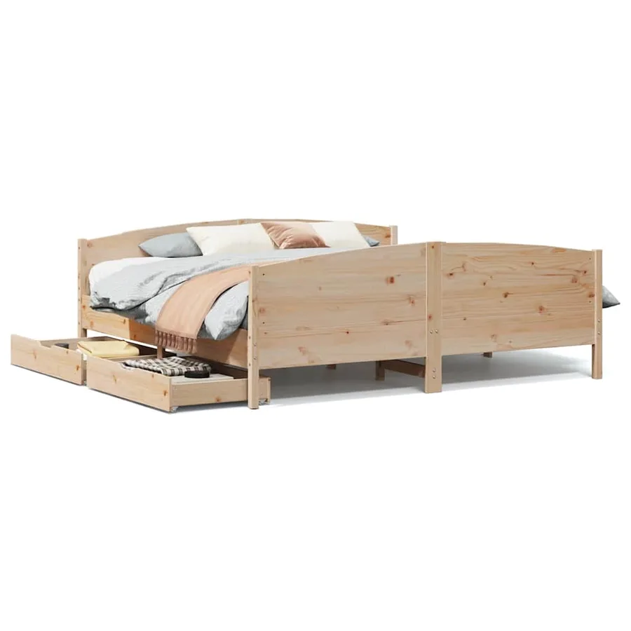 Cadre de lit sans matelas 180x200 cm bois massif de pin - 2