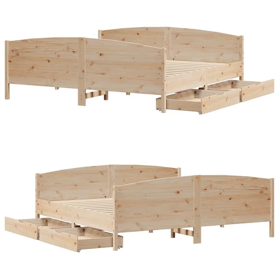 Cadre de lit sans matelas 180x200 cm bois massif de pin - 9
