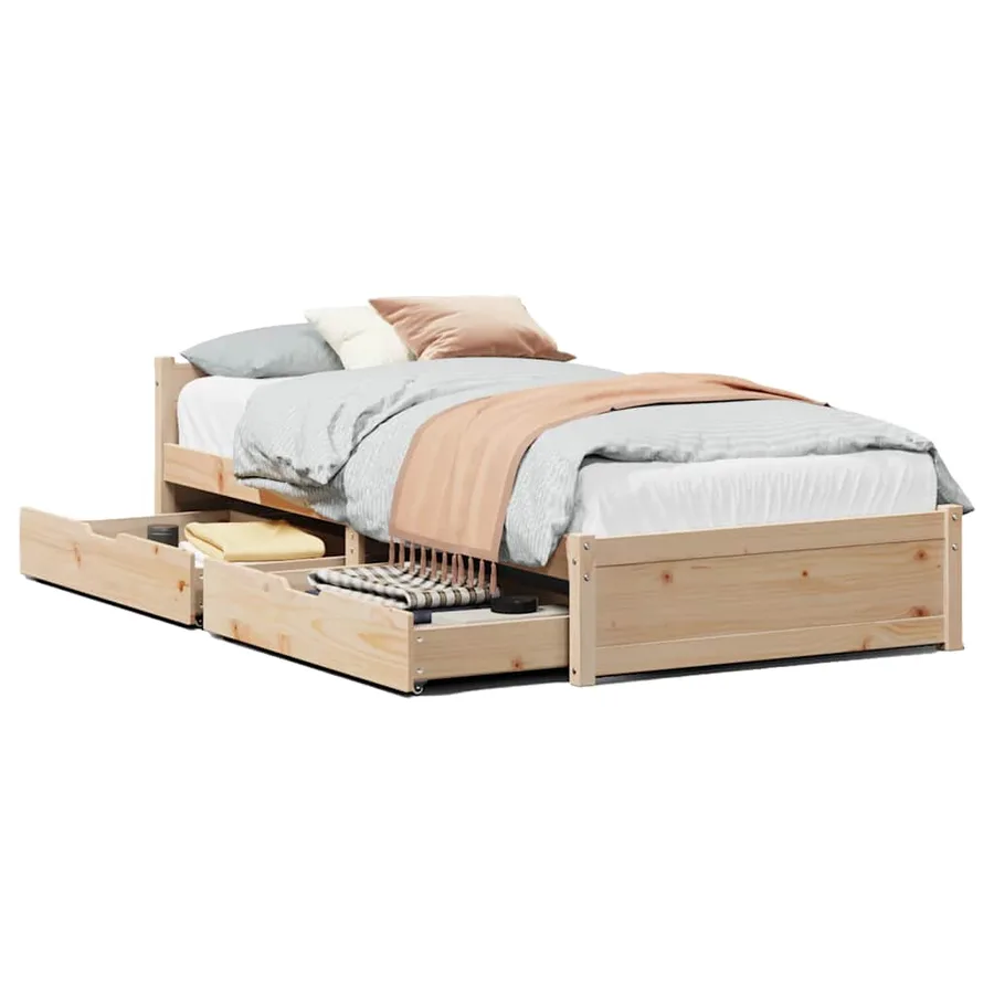 Cadre de lit sans matelas 90x200 cm bois de pin massif - 2