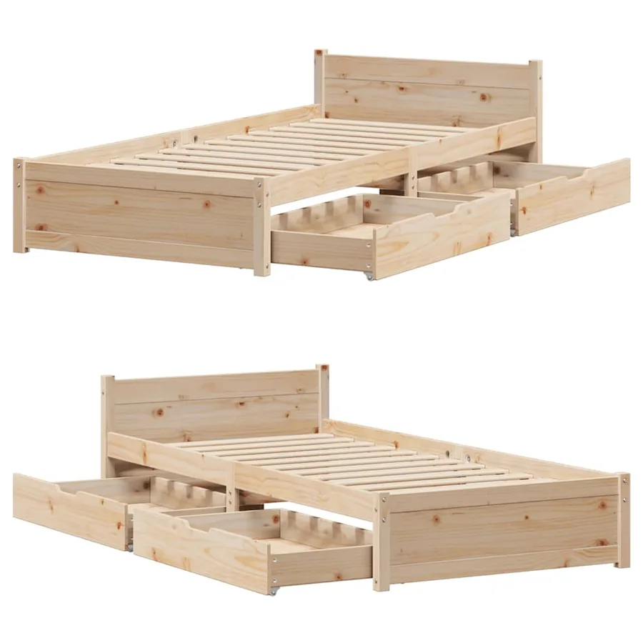 Cadre de lit sans matelas 90x200 cm bois de pin massif - 9