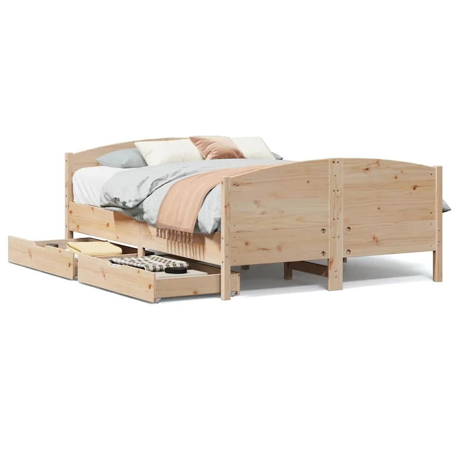 Cadre de lit sans matelas 150x200 cm bois de pin massif - 2