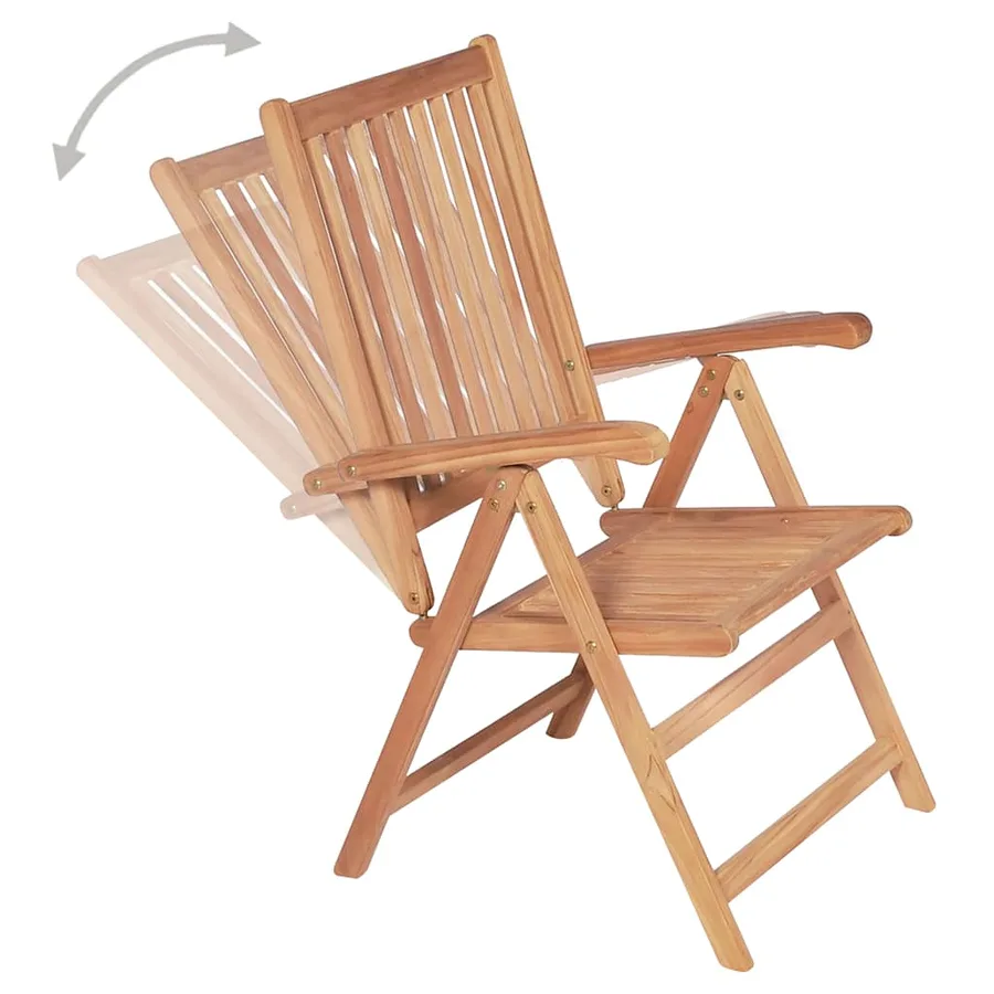 Chaises inclinables de jardin lot de 4 Bois de teck solide - 5