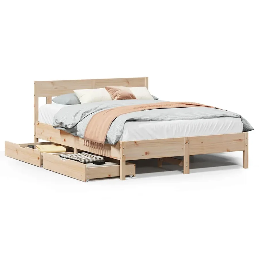 Cadre de lit sans matelas 160x200 cm bois massif de pin - 2
