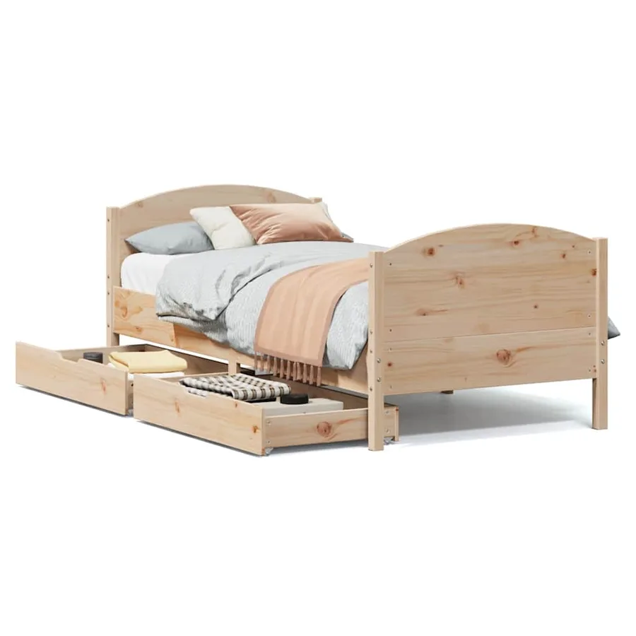 Cadre de lit sans matelas 100x200 cm bois massif de pin - 2