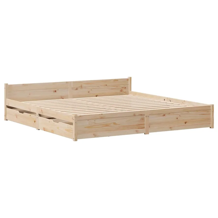 Cadre de lit sans matelas 200x200 cm bois massif de pin - 3