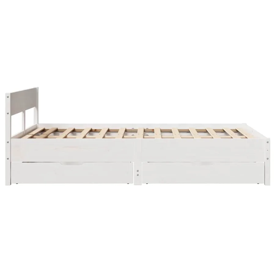 Cadre de lit sans matelas blanc 120x200 cm bois de pin massif - 7