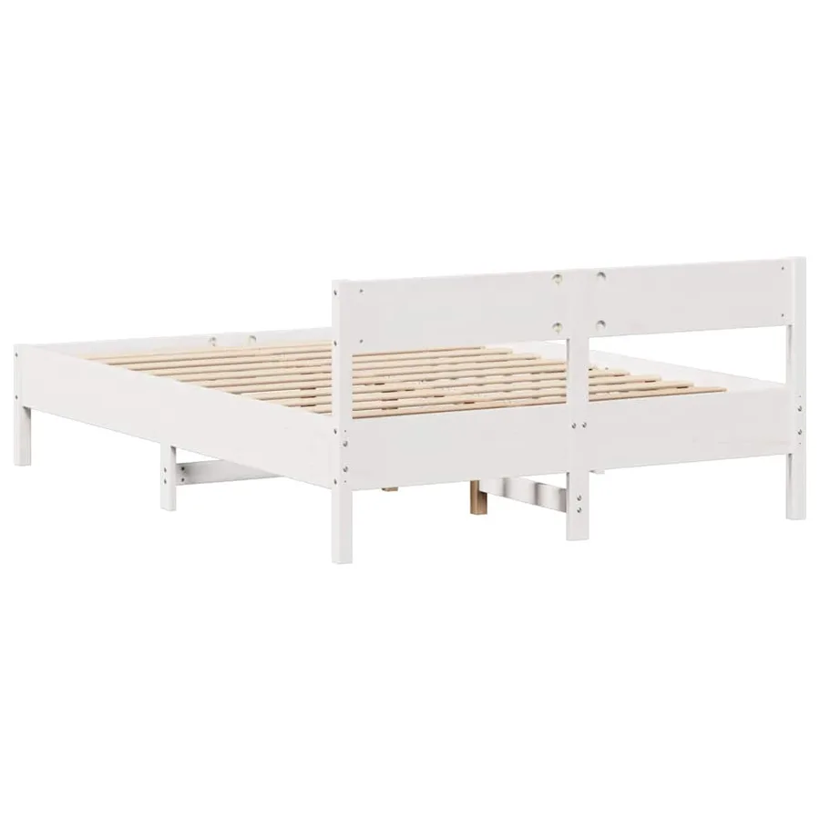 Cadre de lit sans matelas blanc 120x200 cm bois de pin massif - 8