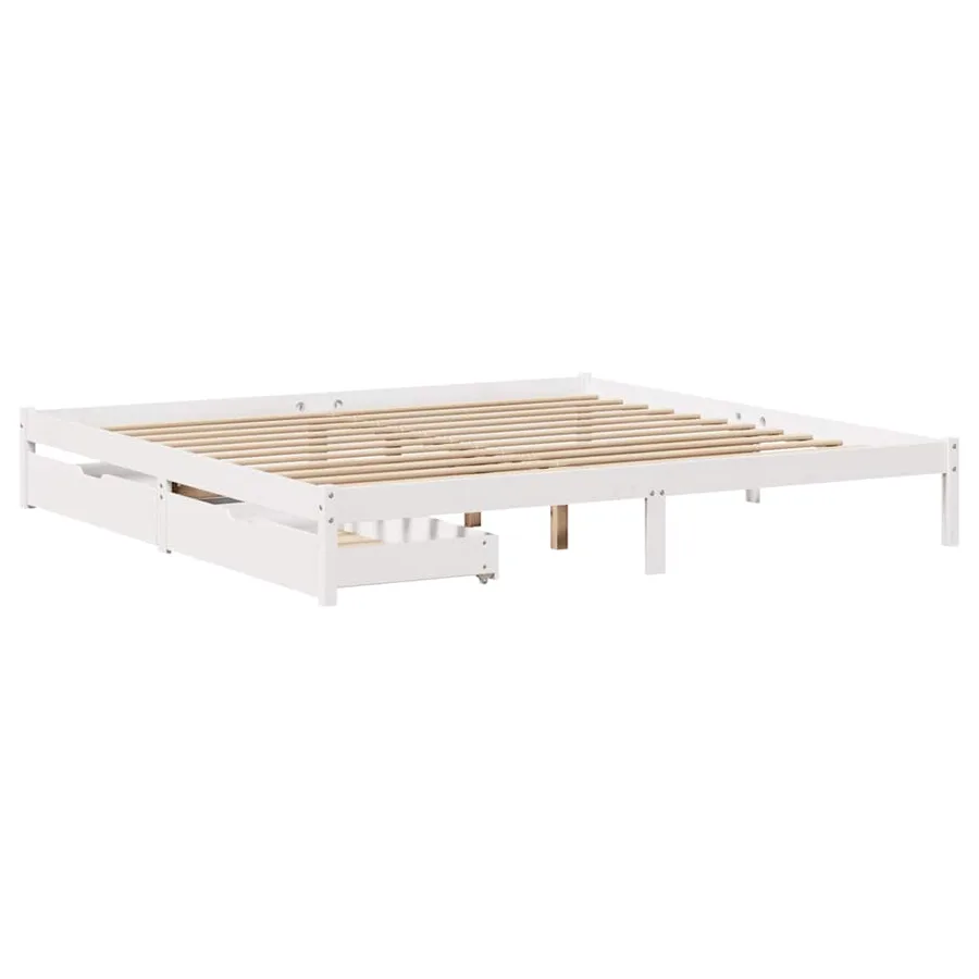 Cadre de lit sans matelas blanc 180x200 cm bois massif de pin - 3