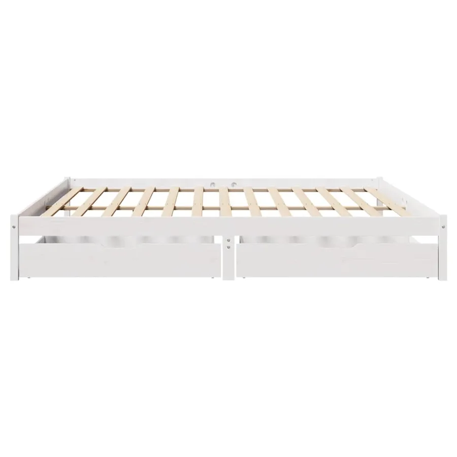 Cadre de lit sans matelas blanc 180x200 cm bois massif de pin - 5
