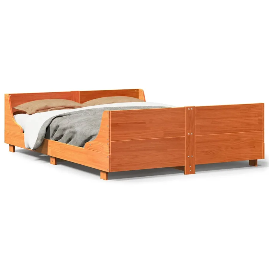 Cadre de lit sans matelas cire marron 120x190cm bois pin massif - 2