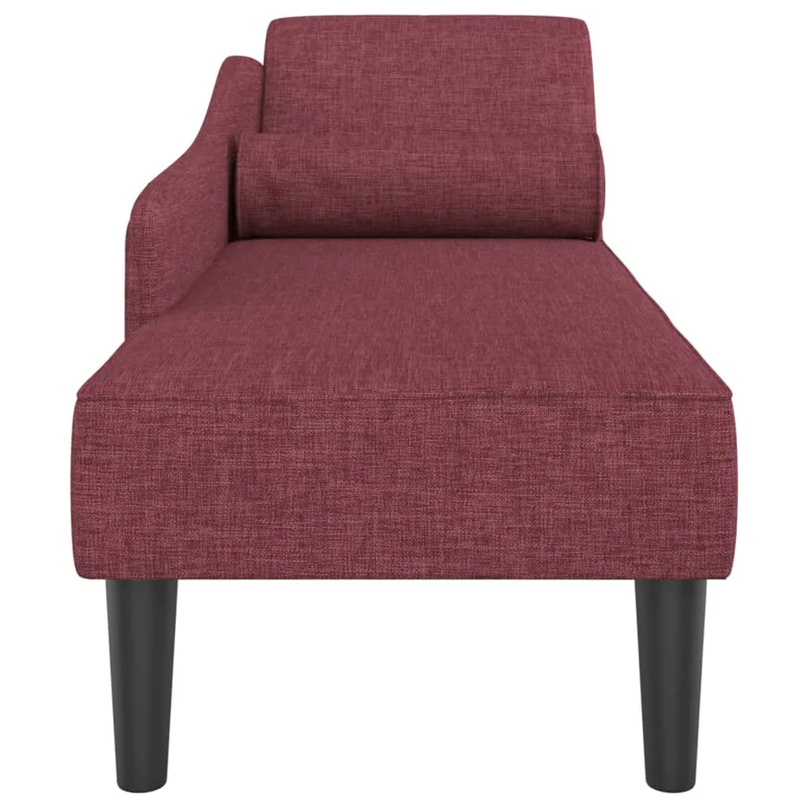 Chaise longue avec coussins rouge bordeaux tissu - 4