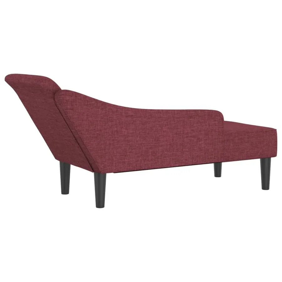 Chaise longue avec coussins rouge bordeaux tissu - 5