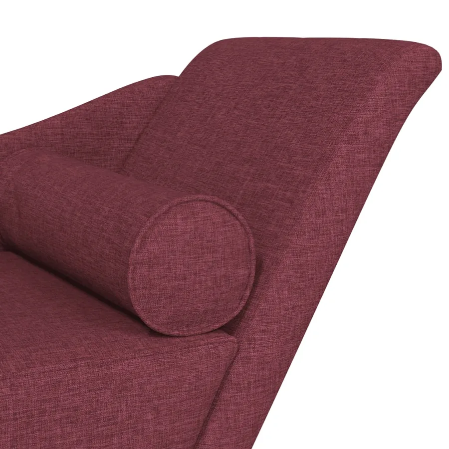 Chaise longue avec coussins rouge bordeaux tissu - 6