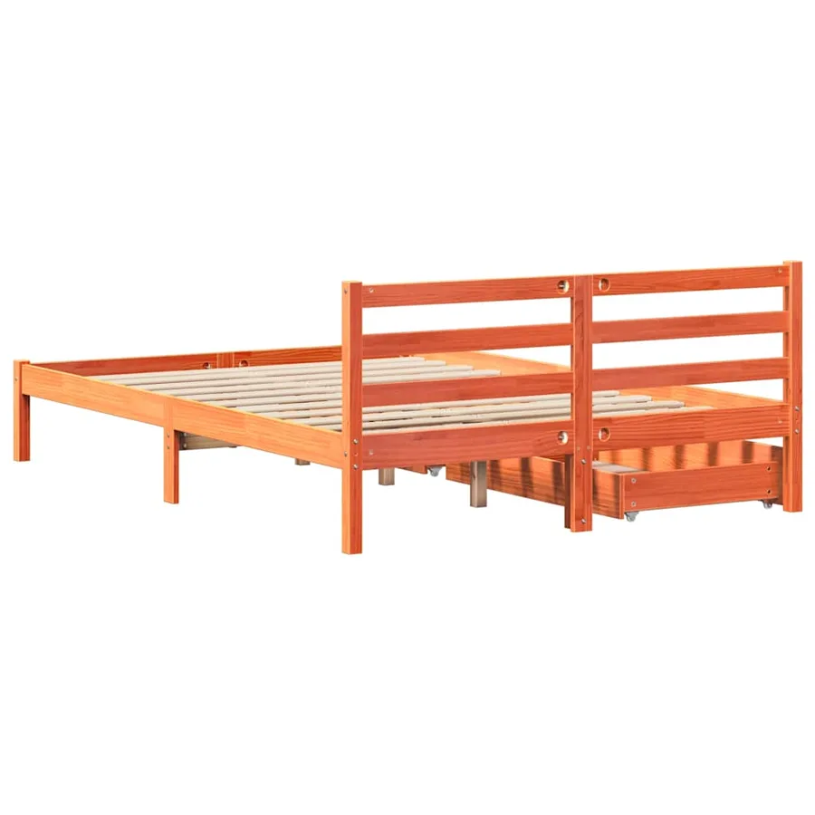Cadre de lit sans matelas cire marron 150x200cm bois pin massif - 6