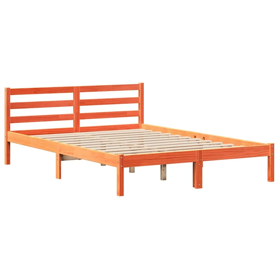 Cadre de lit sans matelas cire marron 150x200cm bois pin massif - 7
