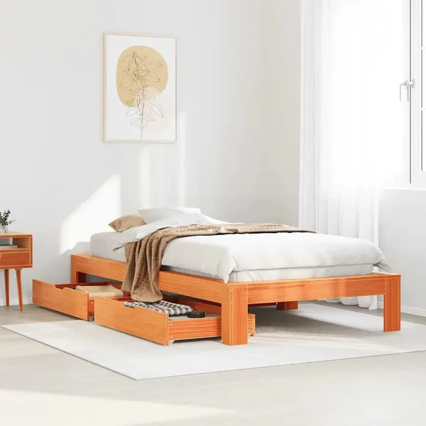 Cadre de lit sans matelas cire marron 90x200 cm bois pin massif