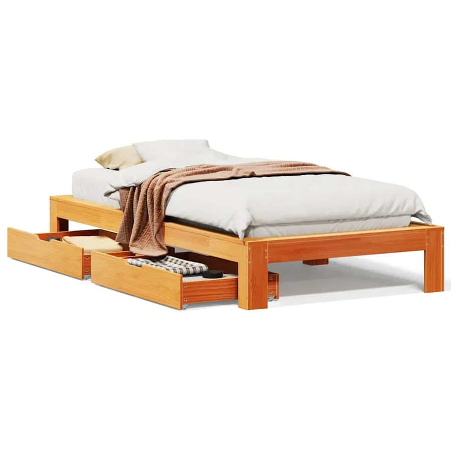 Cadre de lit sans matelas cire marron 90x200 cm bois pin massif - 2