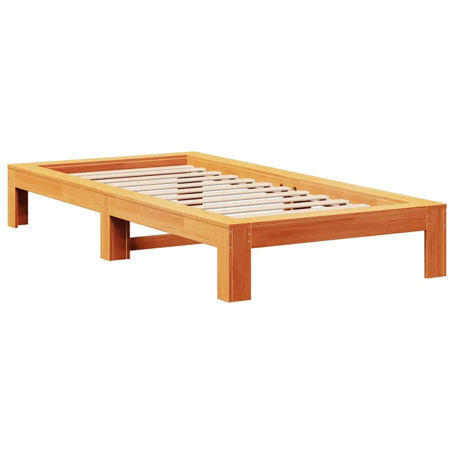 Cadre de lit sans matelas cire marron 90x200 cm bois pin massif - 5