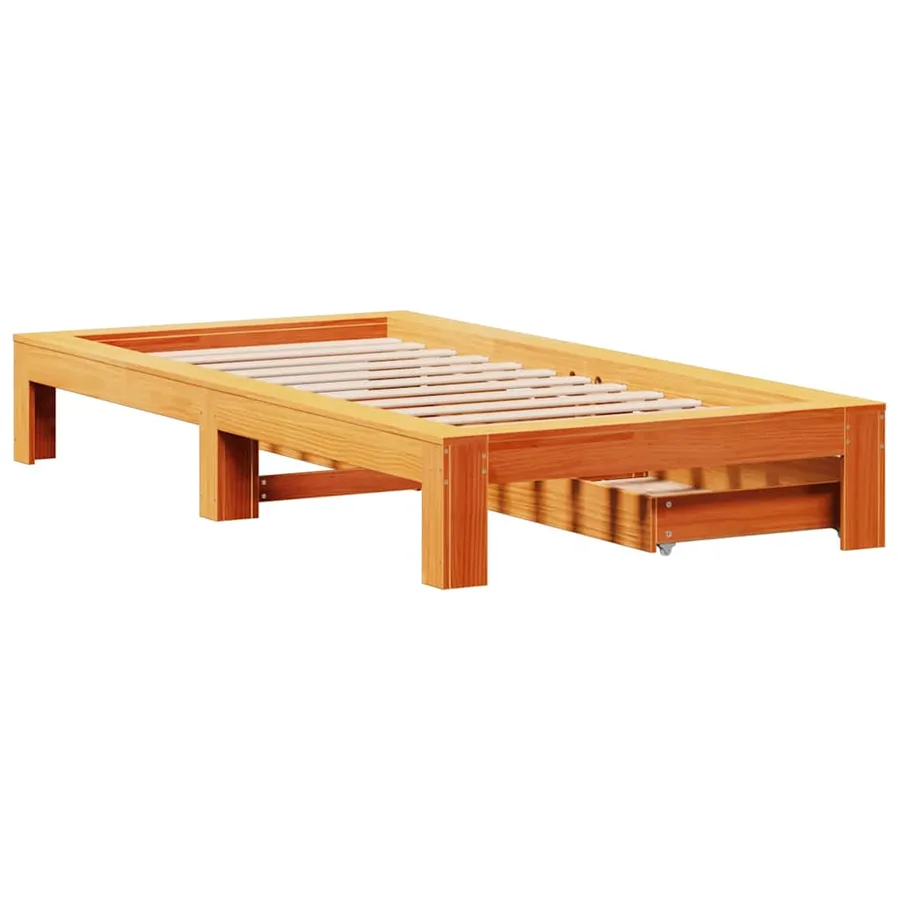 Cadre de lit sans matelas cire marron 90x200 cm bois pin massif - 8