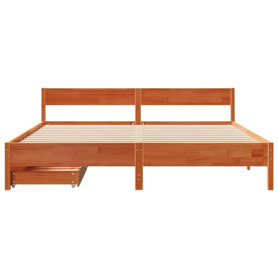 Cadre de lit sans matelas cire marron 160x200cm bois pin massif - 4