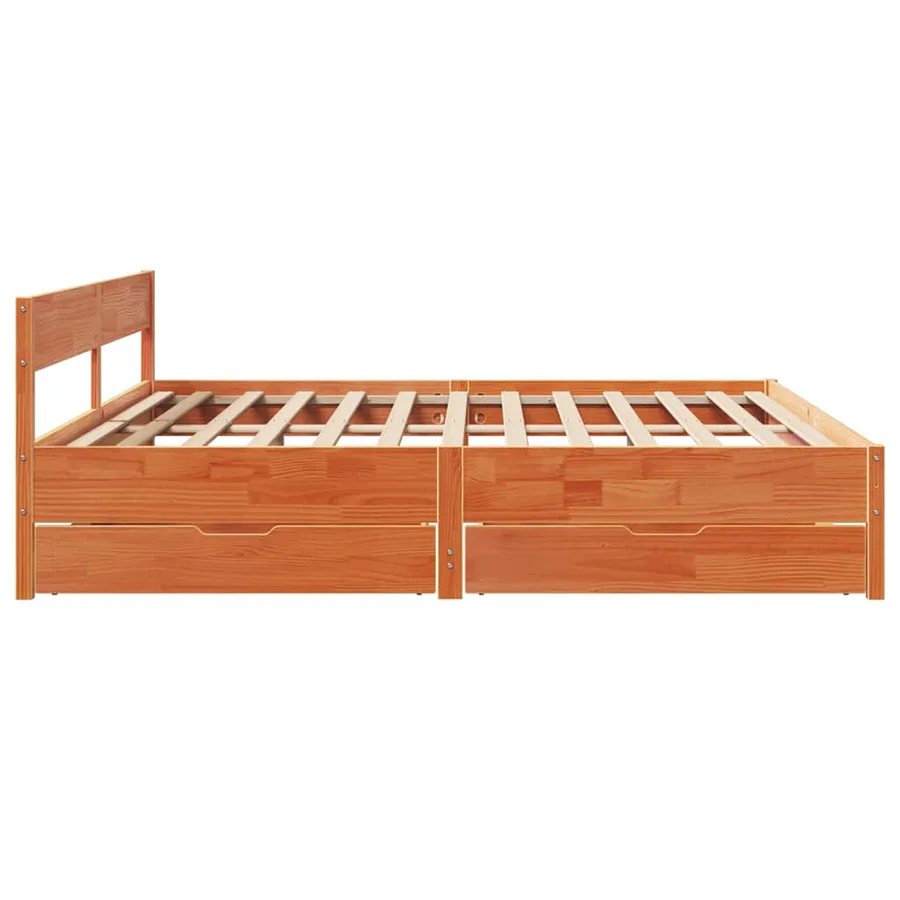 Cadre de lit sans matelas cire marron 160x200cm bois pin massif - 7