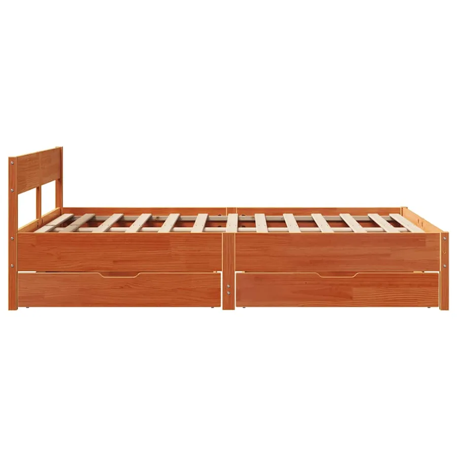 Cadre de lit sans matelas cire marron 140x200cm bois pin massif - 7
