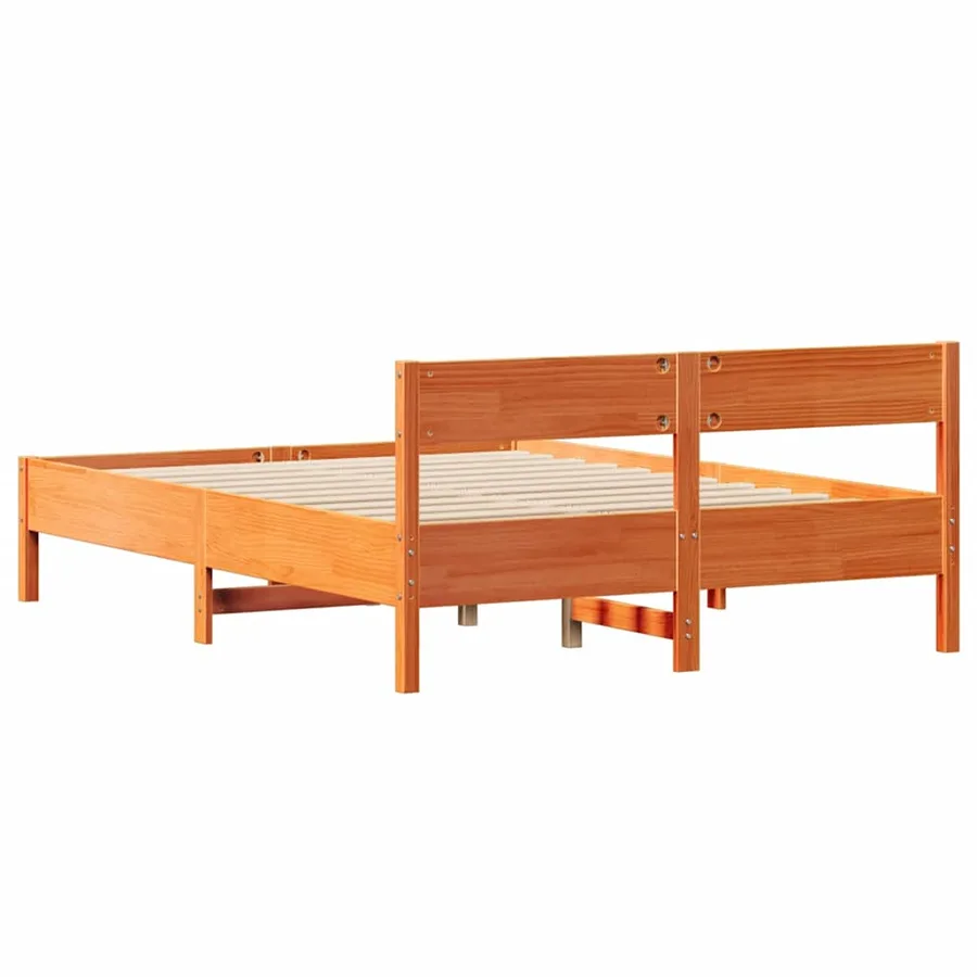 Cadre de lit sans matelas cire marron 140x200cm bois pin massif - 8