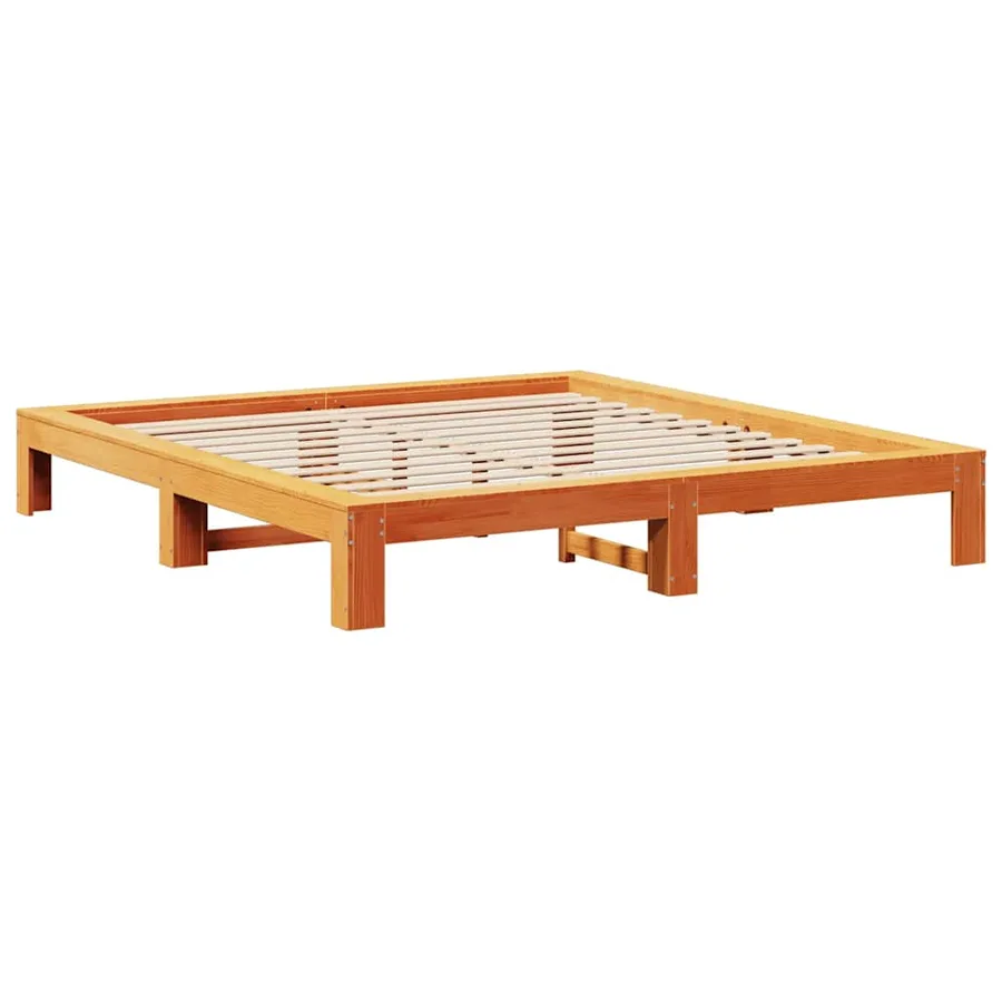 Cadre de lit sans matelas cire marron 150x200cm bois pin massif - 5