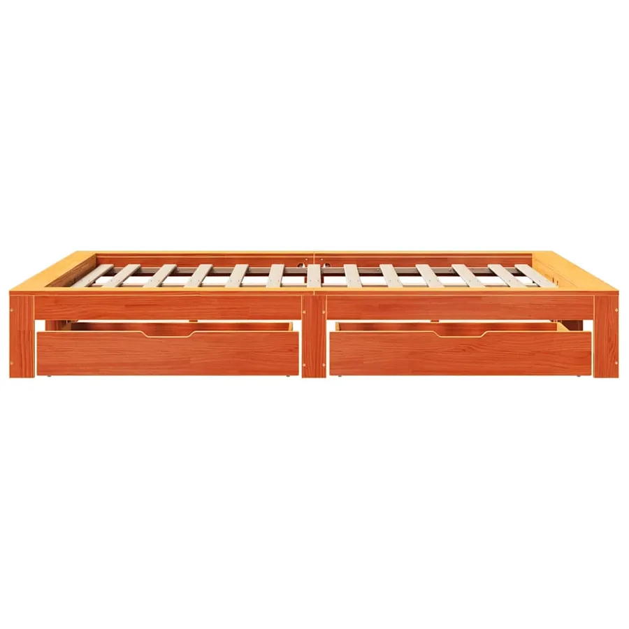 Cadre de lit sans matelas cire marron 150x200cm bois pin massif - 7
