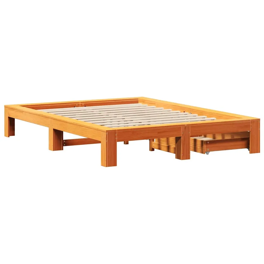 Cadre de lit sans matelas cire marron 150x200cm bois pin massif - 8