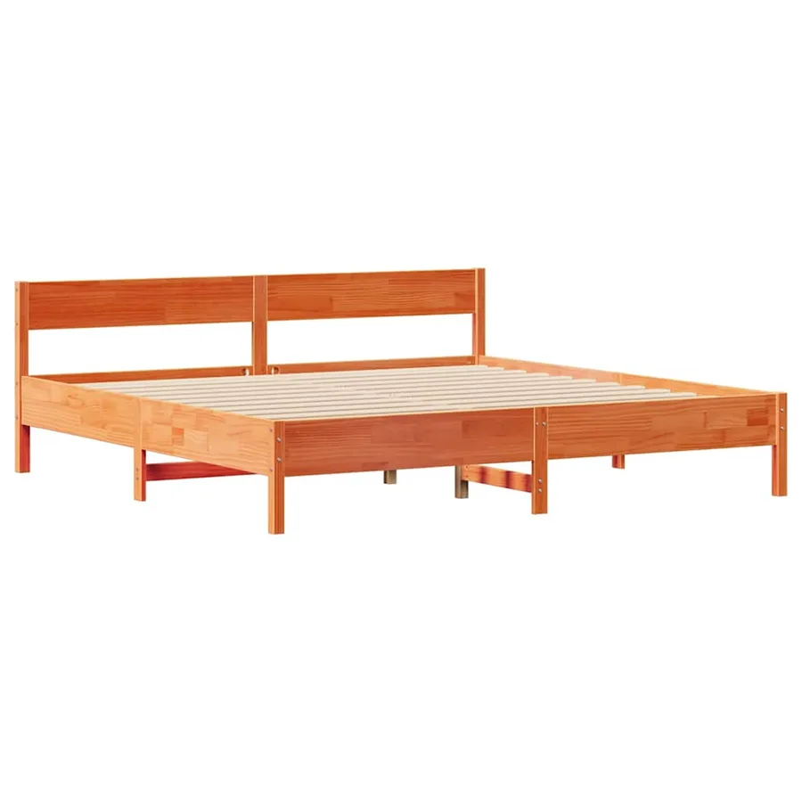 Cadre de lit sans matelas cire marron 200x200cm bois pin massif - 5