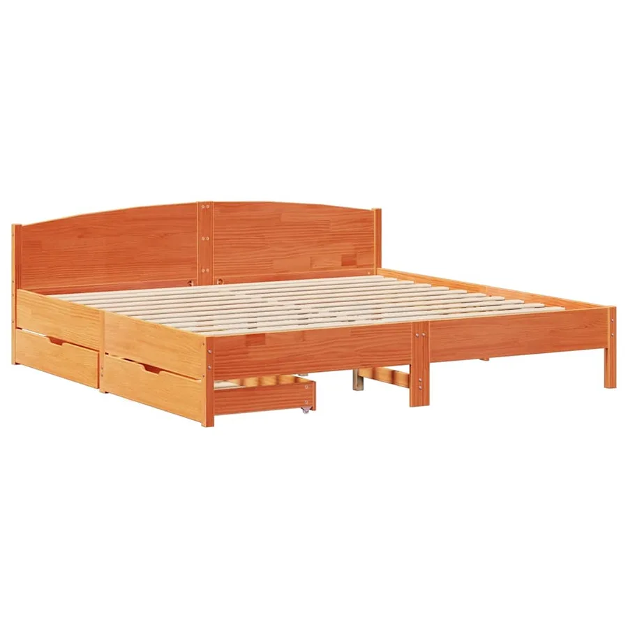 Cadre de lit sans matelas cire marron 180x200cm bois pin massif - 3