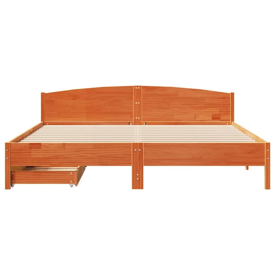 Cadre de lit sans matelas cire marron 180x200cm bois pin massif - 4