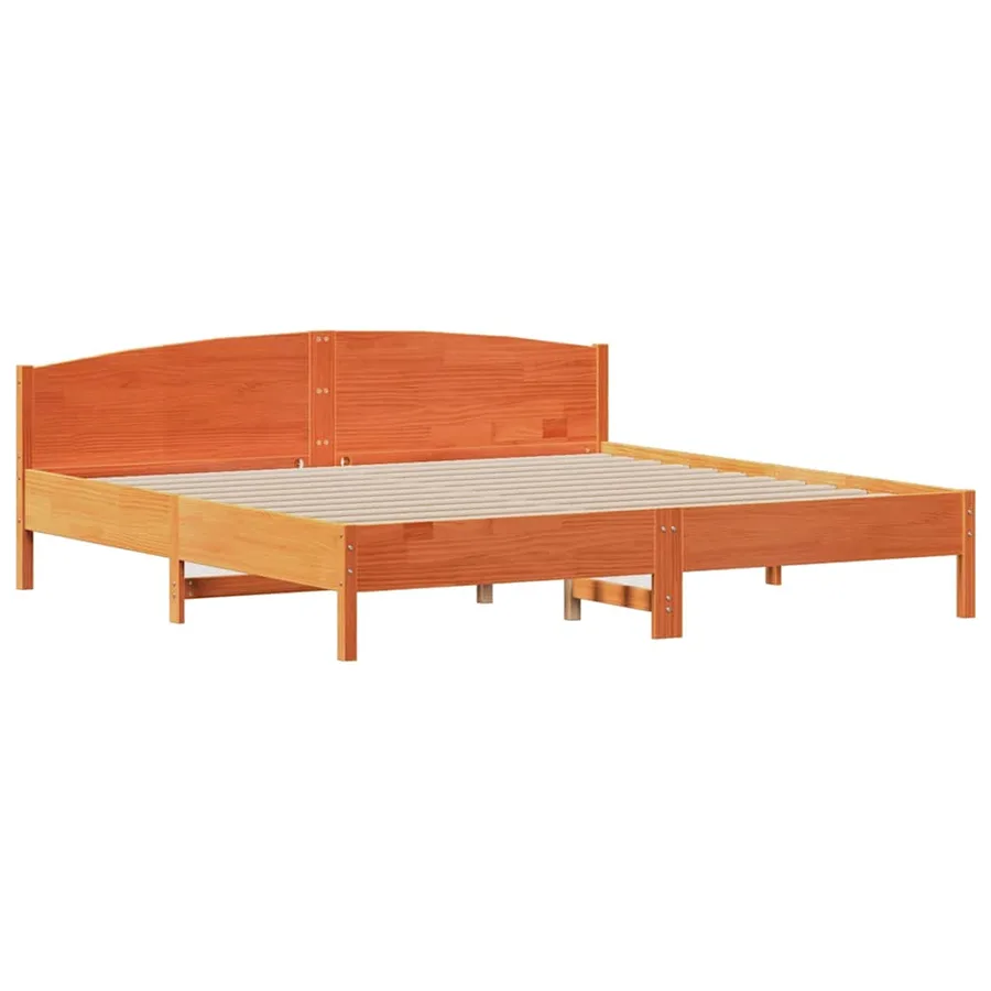 Cadre de lit sans matelas cire marron 180x200cm bois pin massif - 5