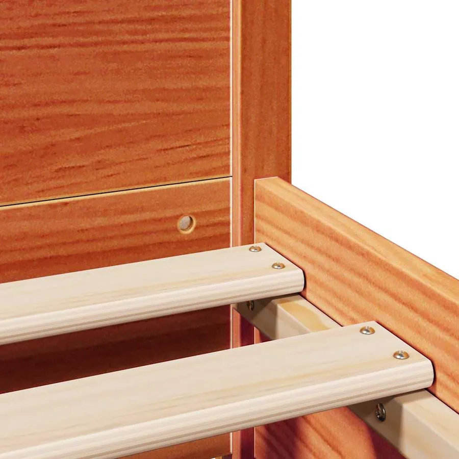 Cadre de lit sans matelas cire marron 120x200cm bois pin massif - 10