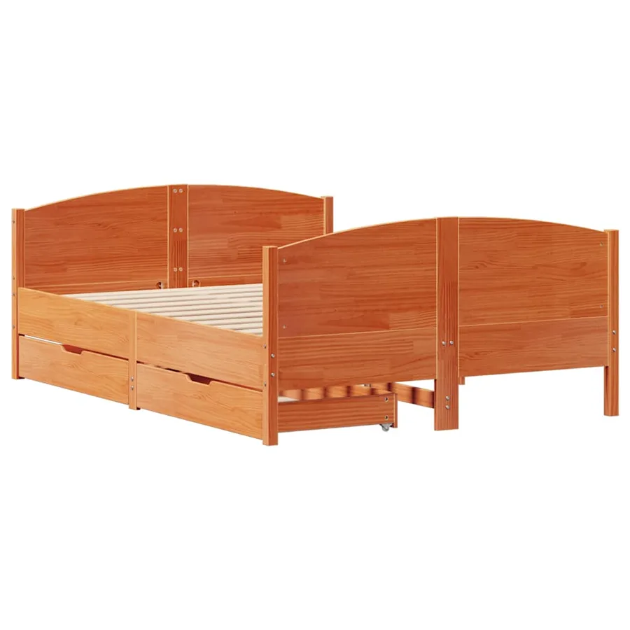 Cadre de lit sans matelas cire marron 120x200cm bois pin massif - 3