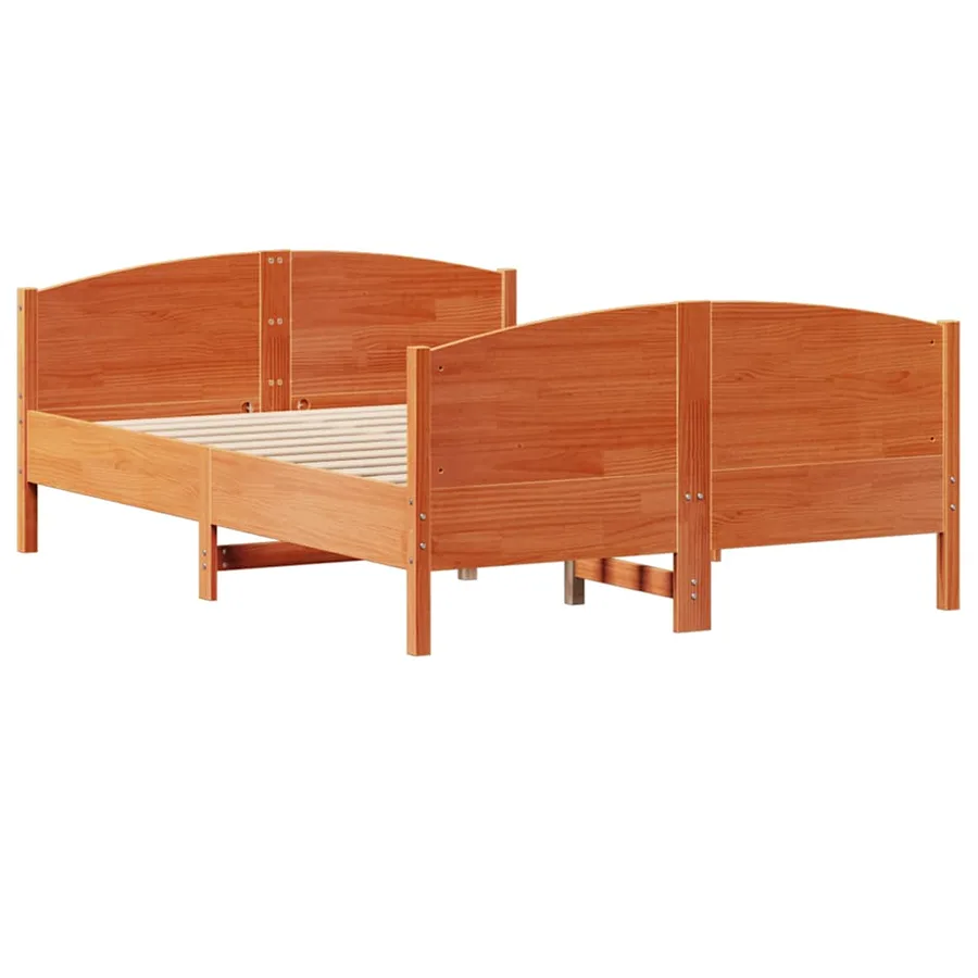 Cadre de lit sans matelas cire marron 120x200cm bois pin massif - 5