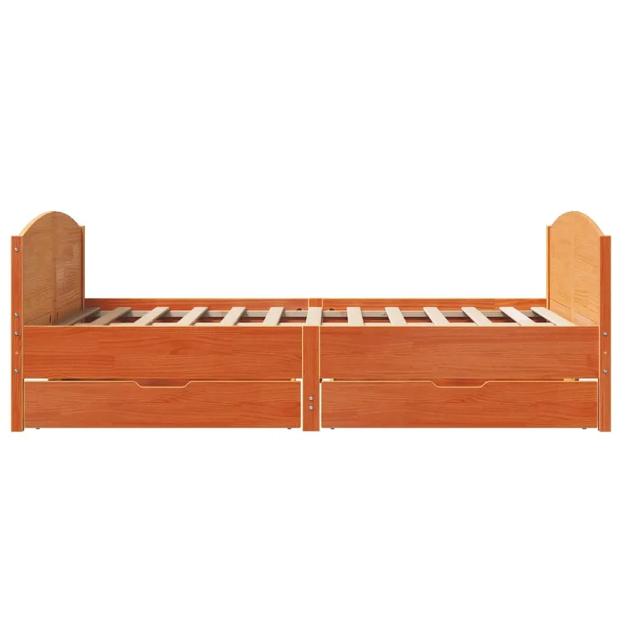 Cadre de lit sans matelas cire marron 120x200cm bois pin massif - 7
