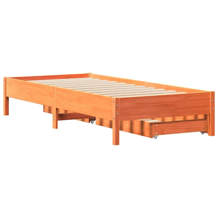 Cadre de lit sans matelas cire marron 100x200cm bois pin massif - 8