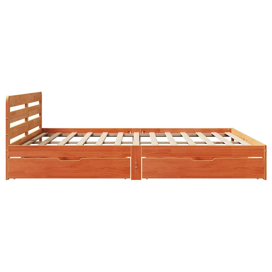 Cadre de lit sans matelas cire marron 200x200cm bois pin massif - 7