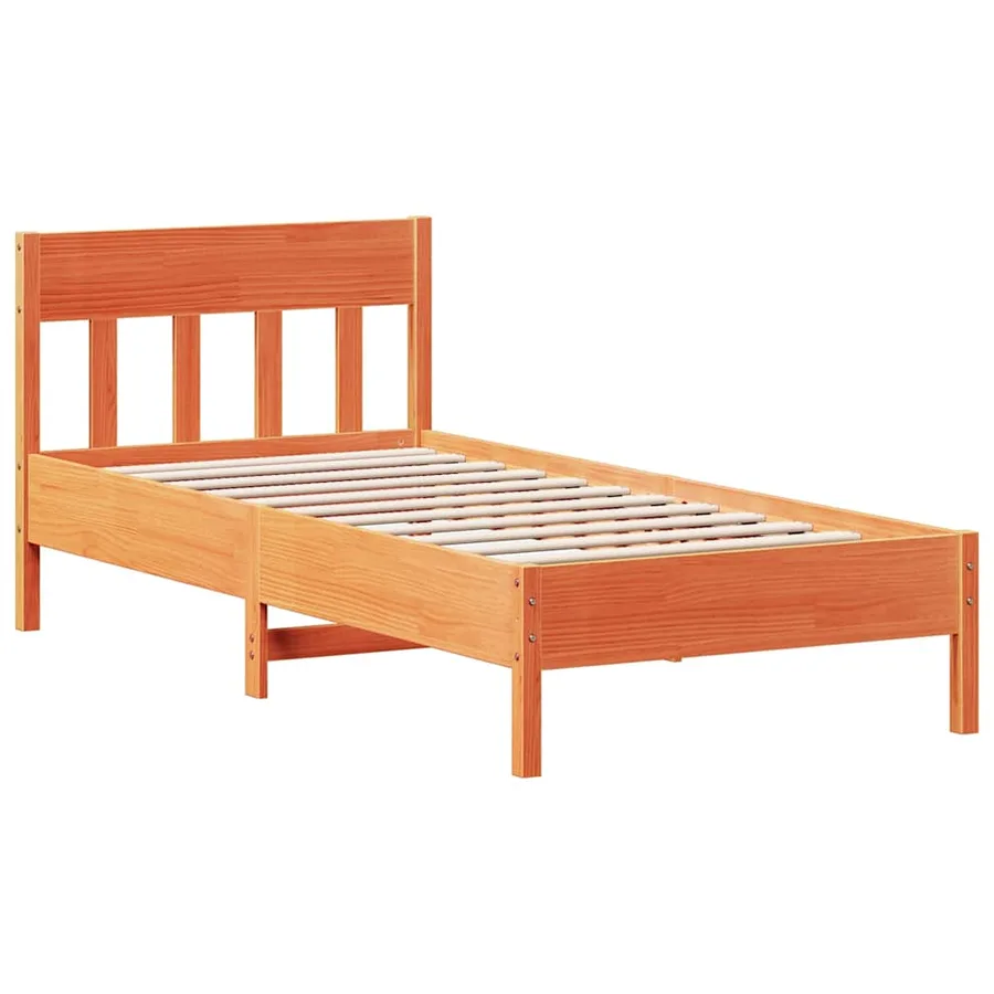 Cadre de lit sans matelas cire marron 100x200cm bois pin massif - 5