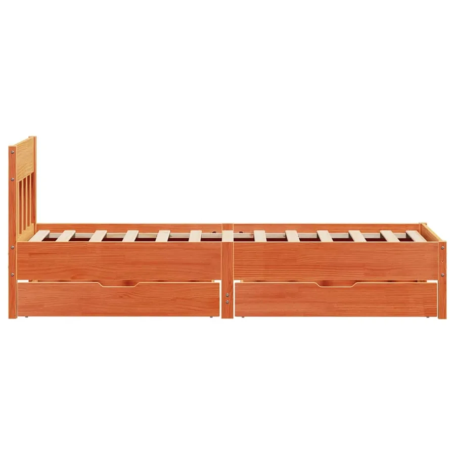 Cadre de lit sans matelas cire marron 100x200cm bois pin massif - 7