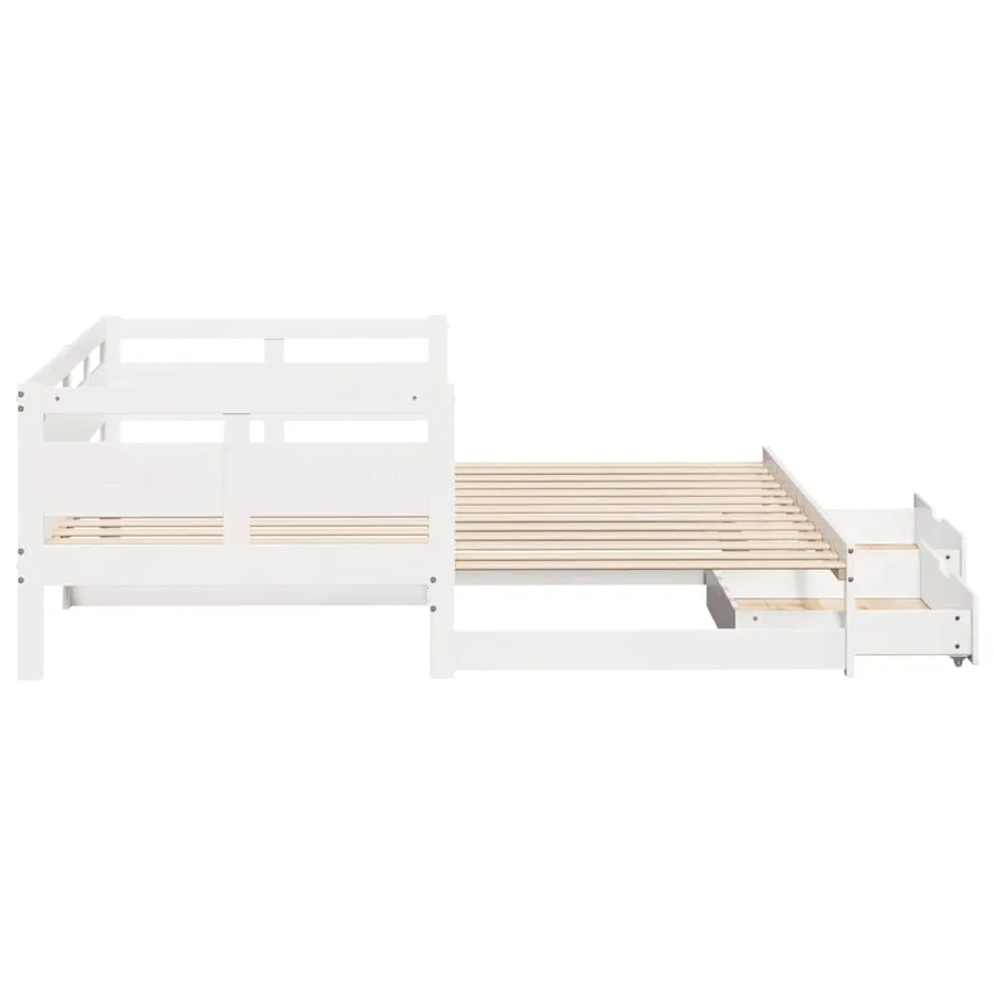 Lit de jour avec gigogne et tiroirs sans matelas blanc 90x190cm - 6